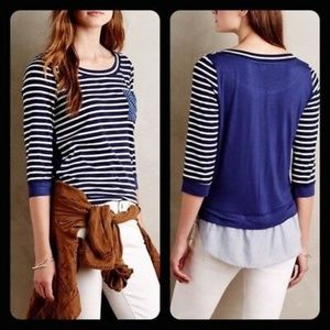 NWT Anthropologie Little Yellow Button Striped Top